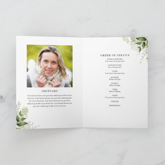 Grünpflanzen Beerdigung Reihenfolge des Dienstes e Programm (Innenseite)