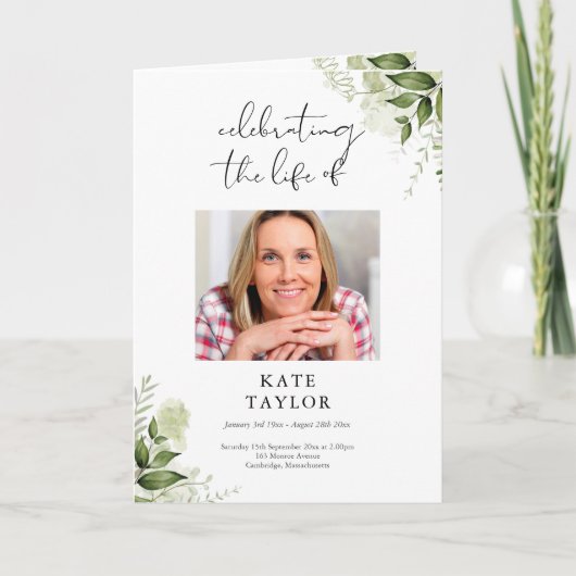 Grünpflanzen Beerdigung Reihenfolge des Dienstes e Programm (Vorderseite)