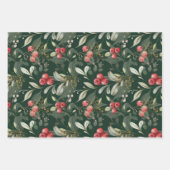 Grünpflanzen Berries Traditionelles Weihnachtsfest Geschenkpapier Set (Vorderseite 2)