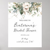 Grünpflanzen & Blume Brautparty Begrüßungszeichen Poster (Vorne)