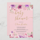 Grünpflanzen Blume Kindermädchendusche/ Sprinkle Einladung (Vorne/Hinten)