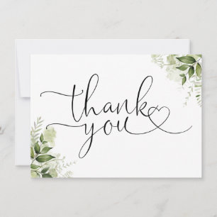 Grünpflanzen Blumen Elegantes Herz Schrift Dankeskarte