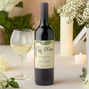 Grünpflanzen Blumen Hochzeit einfache Eleganz Weinetikett
