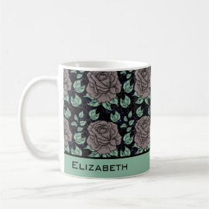 Grünpflanzen Blumenmuster große Blüte personalisie Kaffeetasse