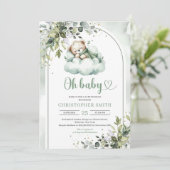 Grünpflanzen Boho arch eucalyptus gender neutral Einladung (Stehend Vorderseite)