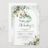 Grünpflanzen Boho arch eucalyptus gender neutral Einladung (Vorne/Hinten)