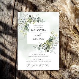 Grünpflanzen boho Moderne Eukalyptus Hochzeit Einladung