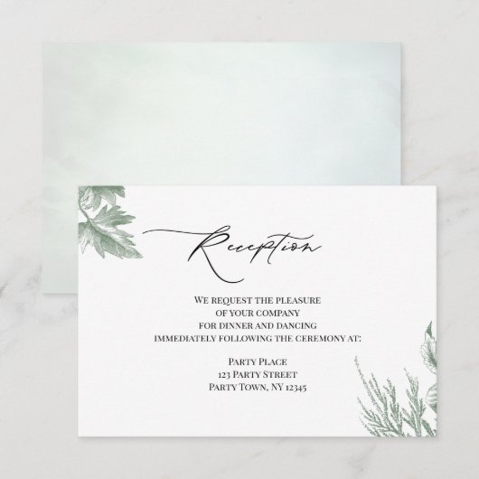 Grünpflanzen Botanische Blätter Empfang Einladung (Vorne/Hinten)