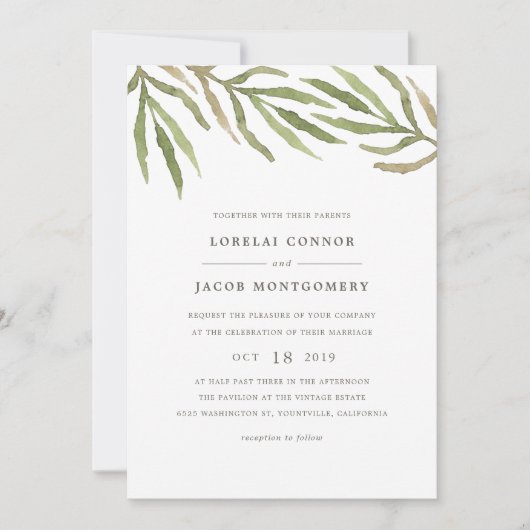 Grünpflanzen | Botanische Hochzeitseinladung Wasse Einladung (Vorderseite)