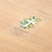 Grünpflanzen Botanische Kreuztaufe Acryleinladungen (Ablage )