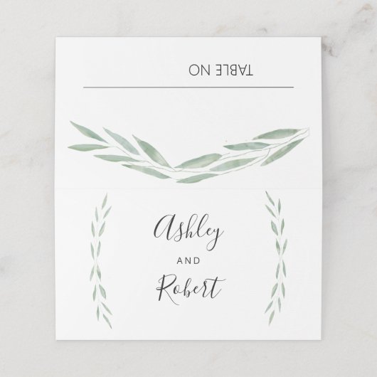 Grünpflanzen Botanische Platzkarten, Hochzeit Platzkarte (Außenseite Aufgefaltet)