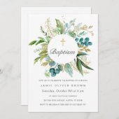 Grünpflanzen Botanische Taufe Einladung (Vorne/Hinten)