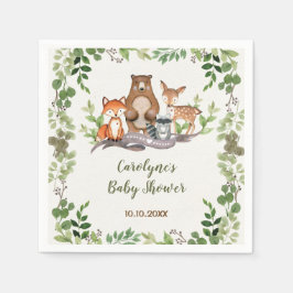 Grünpflanzen Botanische Woodland Tiere Kinderdusch Serviette