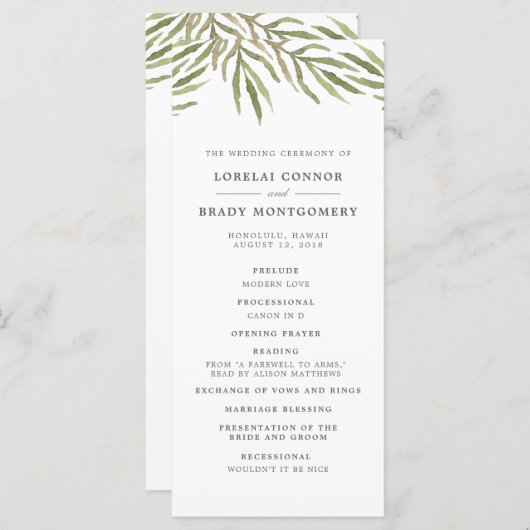 Grünpflanzen | Botanisches Doppelhochzeitprogramm Programm (Vorne/Hinten)