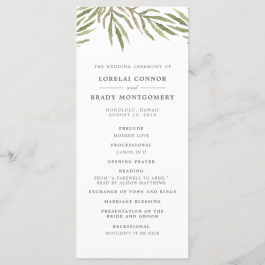 Grünpflanzen | Botanisches Doppelhochzeitprogramm Programm (Vorderseite)