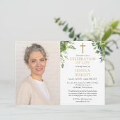 Grünpflanzen Christliche Feier des Lebens Foto Einladung (Stehend Vorderseite)