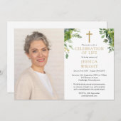 Grünpflanzen Christliche Feier des Lebens Foto Einladung (Vorne/Hinten)