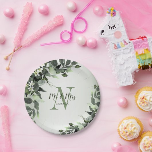 Grünpflanzen der Hochzeitspartei Eukalyptus-Blätte Pappteller (Party)