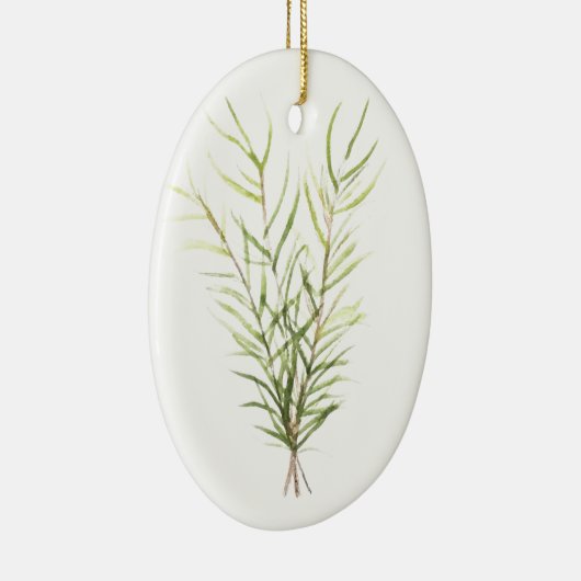 Grünpflanzen der Rosmarin Botanische Pflanze Blätt Keramik Ornament (Rechts)