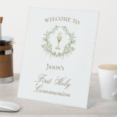 Grünpflanzen des ersten Kommunion Chalice Wappen Sockelschild (In Situ)