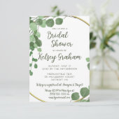 Grünpflanzen, Elfenbeinküste und Gold-Rahmen-Braut Einladung (Stehend Vorderseite)