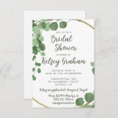 Grünpflanzen, Elfenbeinküste und Gold-Rahmen-Braut Einladung (Vorne/Hinten)