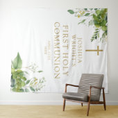 Grünpflanzen Erste heilige Kommunion Foto Hintergr Wandteppich (Beispiel (Horizontal))