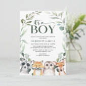 Grünpflanzen Es ist ein Baby-Dusche für junge Tier Einladung (Stehend Vorderseite)