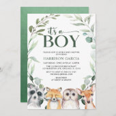 Grünpflanzen Es ist ein Baby-Dusche für junge Tier Einladung (Vorne/Hinten)