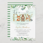 Grünpflanzen Es ist eine Baby-Dusche für Boy Woodl Einladung (Vorne/Hinten)