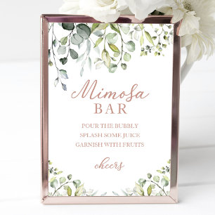Grünpflanzen Eukalyptus Aquarell Mimosa Bar Schild