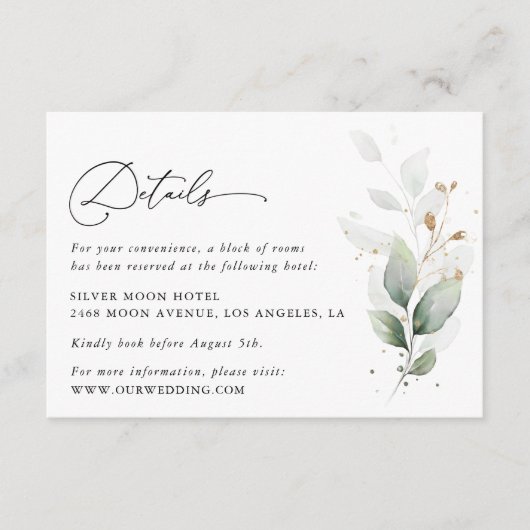 Grünpflanzen, Eukalyptus-Blätter, Angaben zur Hoch Begleitkarte (Vorderseite)