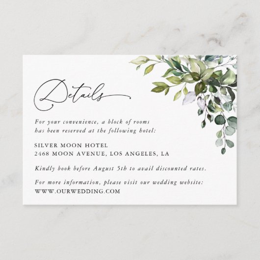 Grünpflanzen, Eukalyptus-Blätter, Angaben zur Hoch Begleitkarte (Vorderseite)