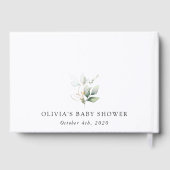 Grünpflanzen, Eukalyptus-Blätter, Boho, Babydusche Gästebuch (Rückseite)