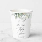 Grünpflanzen, Eukalyptus-Blätter, Boho, Babydusche Pappbecher (Rückseite)