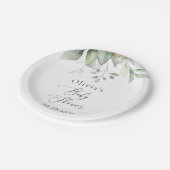 Grünpflanzen, Eukalyptus-Blätter, Boho, Babydusche Pappteller (Schrägansicht)