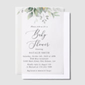 Grünpflanzen, Eukalyptus-Blätter, Boho, Babydusche Pergament Einladungen (Versetzt)