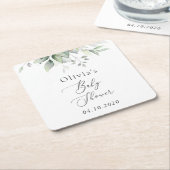 Grünpflanzen, Eukalyptus-Blätter, Boho, Babydusche Rechteckiger Pappuntersetzer (angewinkelt)