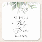 Grünpflanzen, Eukalyptus-Blätter, Boho, Babydusche Rechteckiger Pappuntersetzer (Vorderseite)