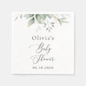 Grünpflanzen, Eukalyptus-Blätter, Boho, Babydusche Serviette (Vorderseite)