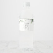 Grünpflanzen, Eukalyptus-Blätter, Boho, Babydusche Wasserflaschenetikett (Vorderseite)