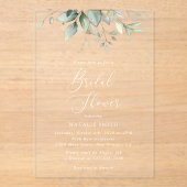 Grünpflanzen, Eukalyptus-Blätter, Boho, Brautparty Acryleinladungen (Vorderseite)
