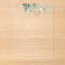 Grünpflanzen, Eukalyptus-Blätter, Boho, Brautparty Acryleinladungen