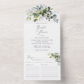 Grünpflanzen, Eukalyptus-Blätter, Boho, Brautparty All In One Einladung (Innen Boden)