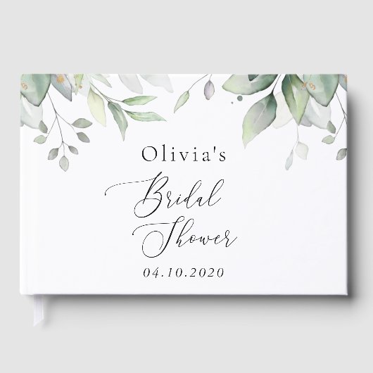 Grünpflanzen, Eukalyptus-Blätter, Boho, Brautparty Gästebuch (Vorderseite)