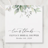 Grünpflanzen, Eukalyptus-Blätter, Boho, Brautparty Geschenkanhänger (Vorderseite)