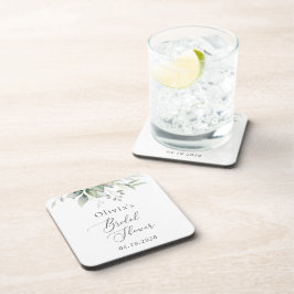 Grünpflanzen, Eukalyptus-Blätter, Boho, Brautparty Getränkeuntersetzer