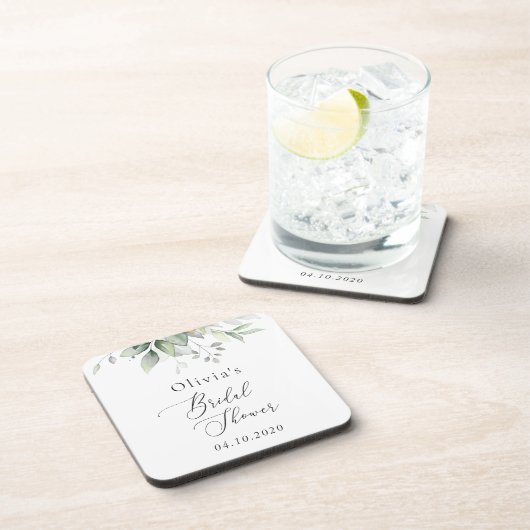 Grünpflanzen, Eukalyptus-Blätter, Boho, Brautparty Getränkeuntersetzer (Rechte Seite)