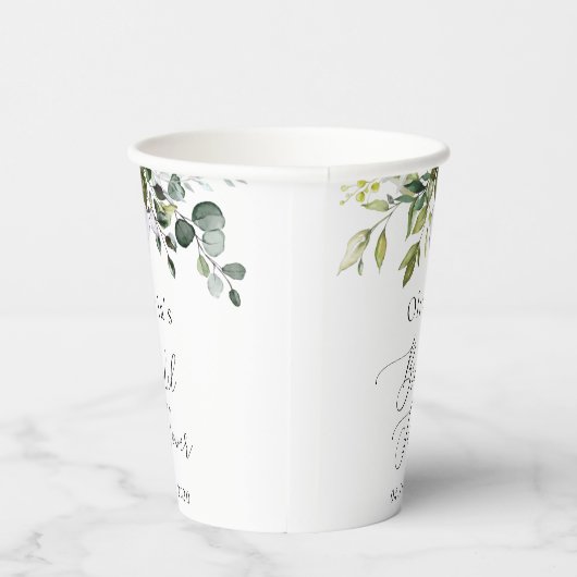 Grünpflanzen, Eukalyptus-Blätter, Boho, Brautparty Pappbecher (Rechts)