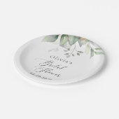 Grünpflanzen, Eukalyptus-Blätter, Boho, Brautparty Pappteller (Schrägansicht)